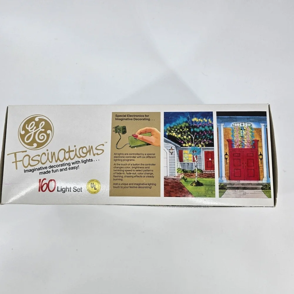 Vtg GE Fascinations Multi Pattern 160 Christmas Light Set 1990 New Tested‎
